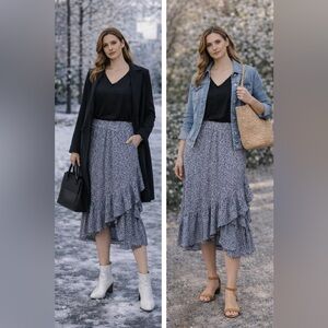 LC Lauren Conrad Asymmetrical Black and White Skirt